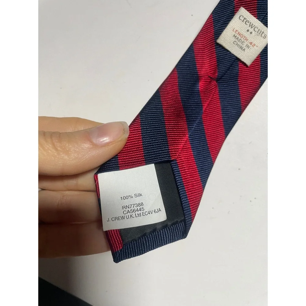 Crewcuts Necktie Kids 42in Red Navy Blue Striped Silk Preppy Formal Classic